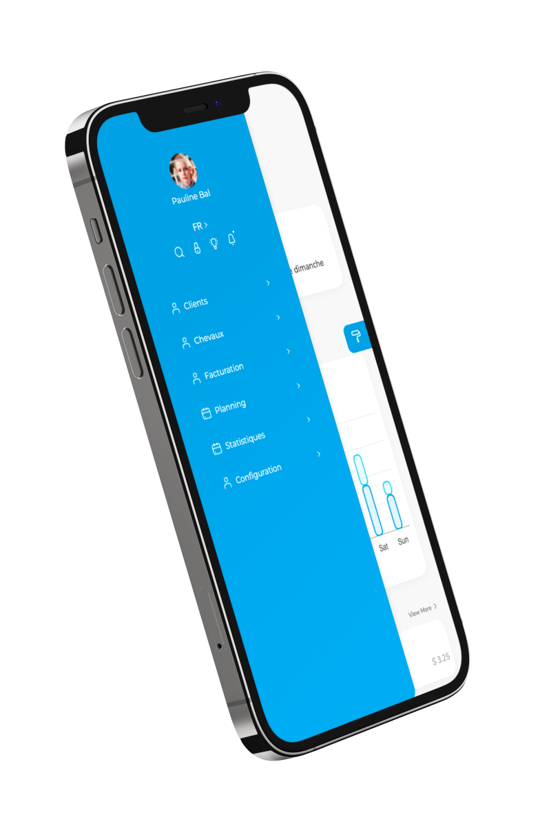 Menu application centre questre